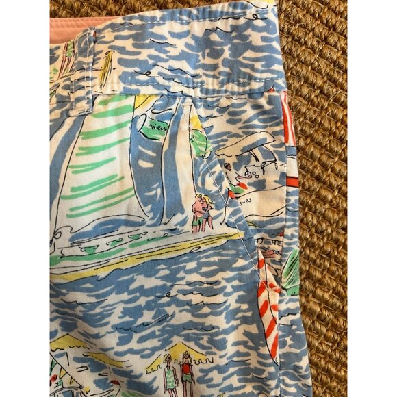 Lilly Pulitzer Blue Get Nauti Boats Sailing Nautical Callahan Shorts Size 4 - Picture 5 of 8
